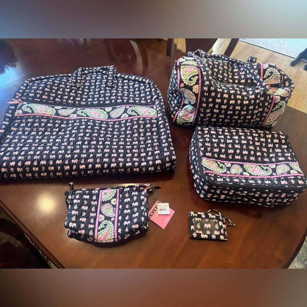 Vera Bradley 5 pc set elephants limited edition